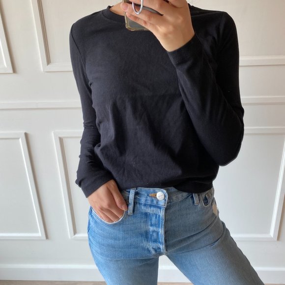 INTERMIX Classic Long Sleeve T-Shirt Black P (XS) - Picture 10 of 10